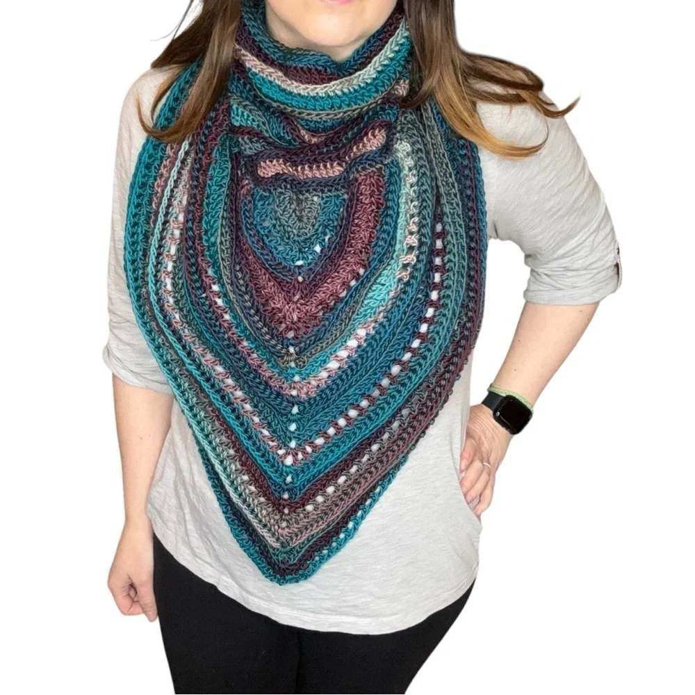Handcrafted Crochet Cowl Neck Scarf With Fringe New Handmade‎ by Seller Knit